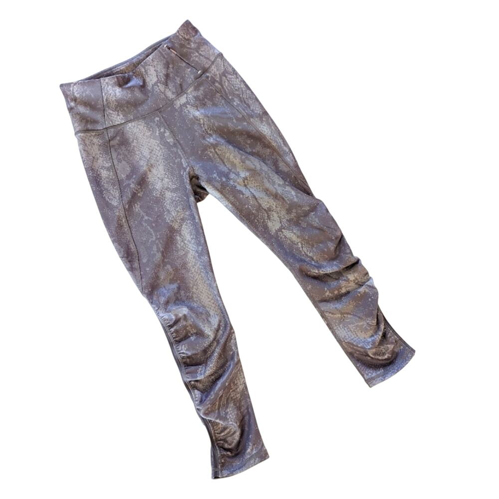 Calia Gray Snakeskin Print Ruched Stay the Path Leggings S